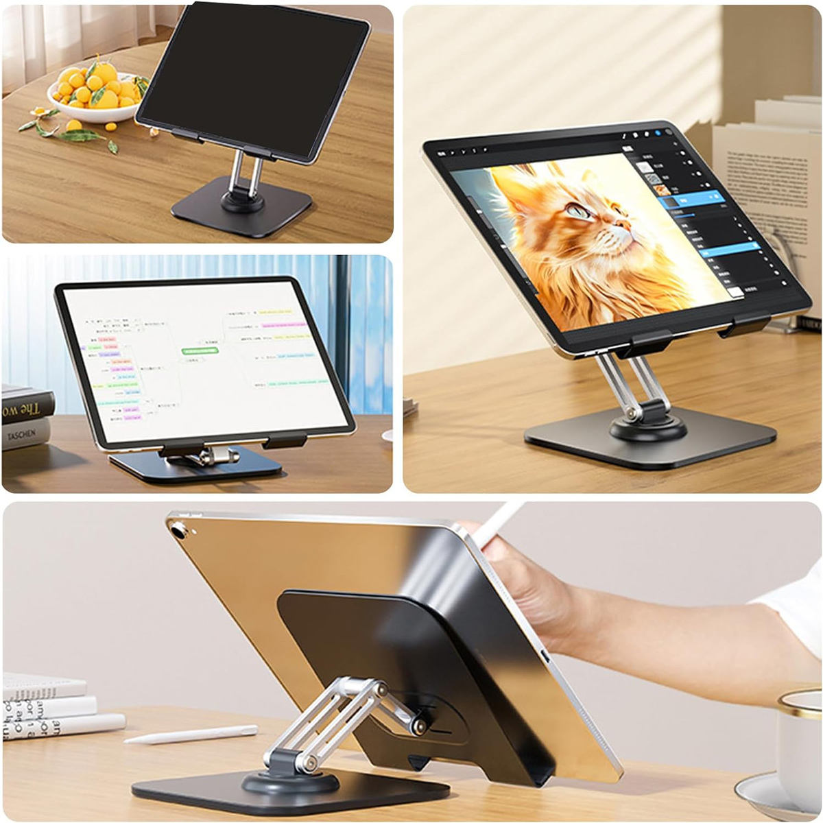 POWERTECH επιτραπέζια βάση για tablet PT-1494, foldable, μαύρη - Image 2