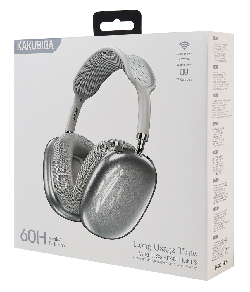 KAKUSIGA headphones KSC-1466, ασύρματα & ενσύρματα, micro SD, 40mm, 400mAh, ασημί - Image 4