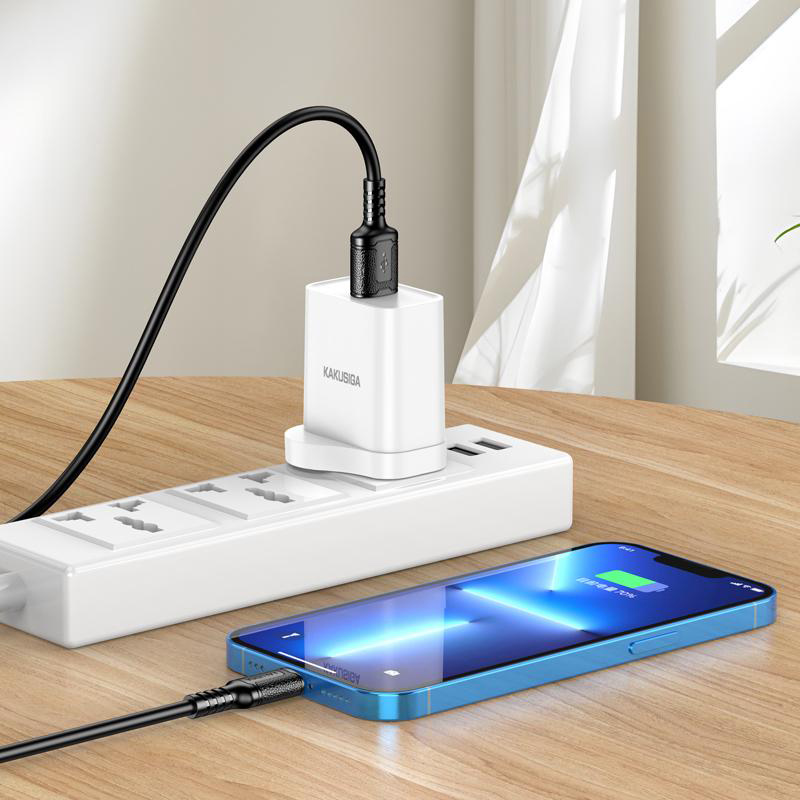 KAKUSIGA καλώδιο Lightning σε USB KSC-984, σιλικόνης, 3Α, 480Mbps, 1m, λευκό - Image 2