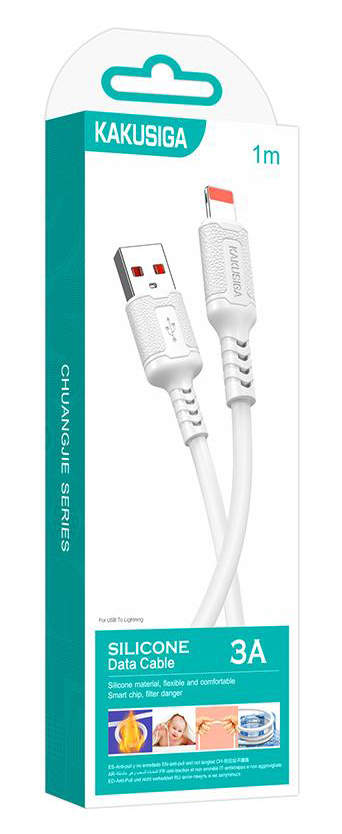 KAKUSIGA καλώδιο Lightning σε USB KSC-984, σιλικόνης, 3Α, 480Mbps, 1m, λευκό - Image 4