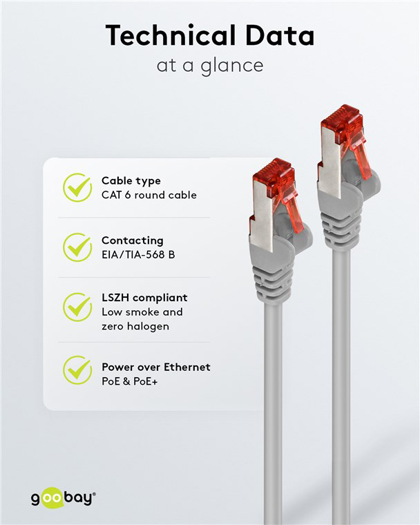 GOOBAY καλώδιο δικτύου 50887, CAT 6 S/FTP, copper, 250MHz, 2m, γκρι - Image 5