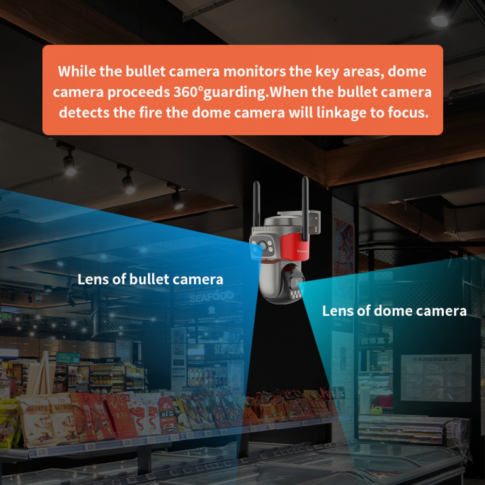 VSTARCAM smart κάμερα AF621DR, dual lens, αναγνώριση φωτιάς & καπνού, 2MP, WiFi, SD, PTZ, IP66 - Image 4