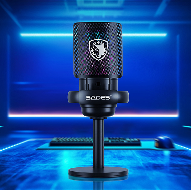 SADES gaming μικρόφωνο TYTO με βάση γραφείου & επιτραπέζια, pop φίλτρο, καρδιοειδές, USB, μαύρο - Image 5