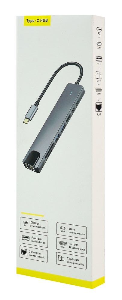POWERTECH docking station PT-1537, 8 θυρών, USB-C σύνδεση, 100W PD, 1000Mbps, γκρι - Image 3