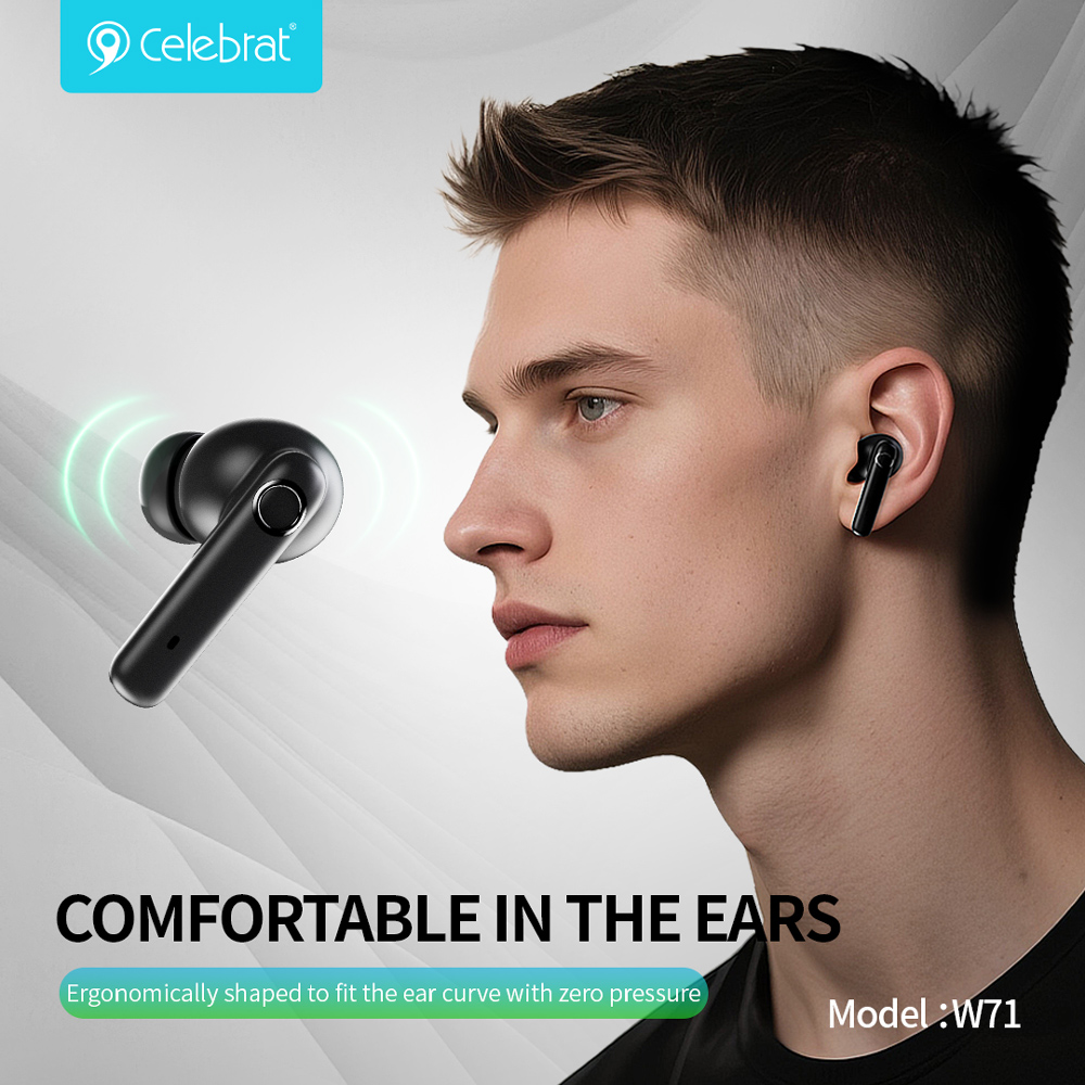 CELEBRAT earphones με θήκη φόρτισης W71, True Wireless, 10mm, 30/200mAh, λευκά - Image 3