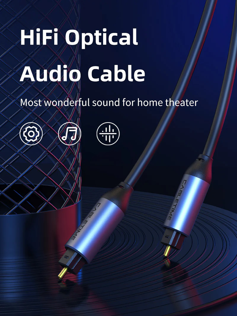 CABLETIME καλώδιο ήχου Toslink CT-AV380-P04GN, gold plated, 5mm, 3m, μαύρο - Image 3