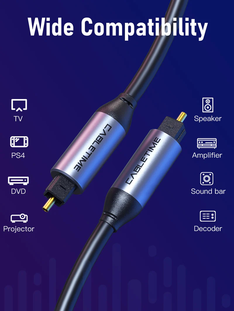 CABLETIME καλώδιο ήχου Toslink CT-AV380-P04GN, gold plated, 5mm, 3m, μαύρο - Image 2