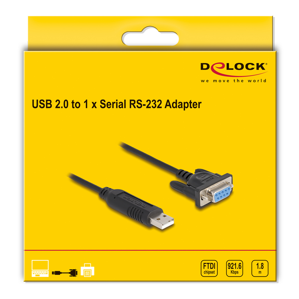 DELOCK καλώδιο USB σε RS-232 67382, 921.6Kbps, 1.8m, μαύρο - Image 4