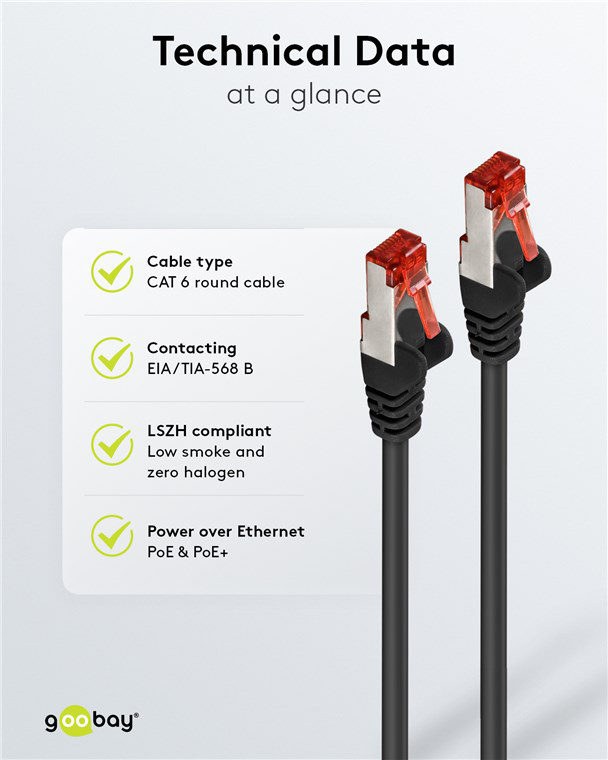 GOOBAY καλώδιο δικτύου 68698, CAT 6 S/FTP, copper, 250MHz, 3m, μαύρο - Image 5