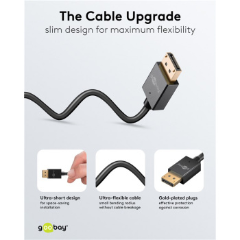 GOOBAY καλώδιο DisplayPort 77442, 8K/120Hz, 40 Gbps, 1m, μαύρο