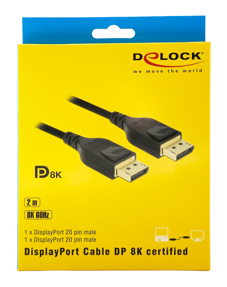 DELOCK καλώδιο DisplayPort 85660, certified, 8K/60Hz, 32.4 Gbps, 2m, μαύρο - Image 4