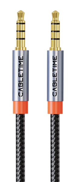 CABLETIME καλώδιο ήχου 3.5mm CT-AM35M, gold plated, 1m, μαύρο