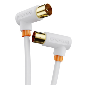 CABLETIME καλώδιο κεραίας CT-AV101-10, γωνιακό, 75 Ohm, 1m, λευκό