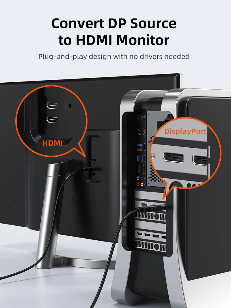 CABLETIME αντάπτορας DisplayPort σε HDMI CT-DMHF4K-AG3, 4K/30Hz, γκρι - Image 3
