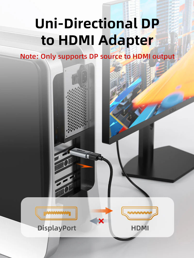 CABLETIME αντάπτορας DisplayPort σε HDMI CT-DMHF4K-AG3, 4K/30Hz, γκρι - Image 4