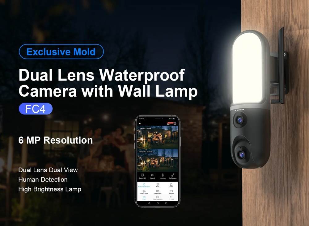 VSTARCAM smart κάμερα FC4 με φωτισμό, dual lens, 3MP, WiFi, SD, PTZ, IP66 - Image 2