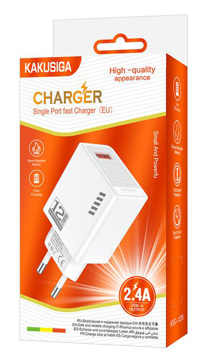 KAKUSIGA φορτιστής τοίχου KSC-1235, USB, 12W, λευκός - Image 3