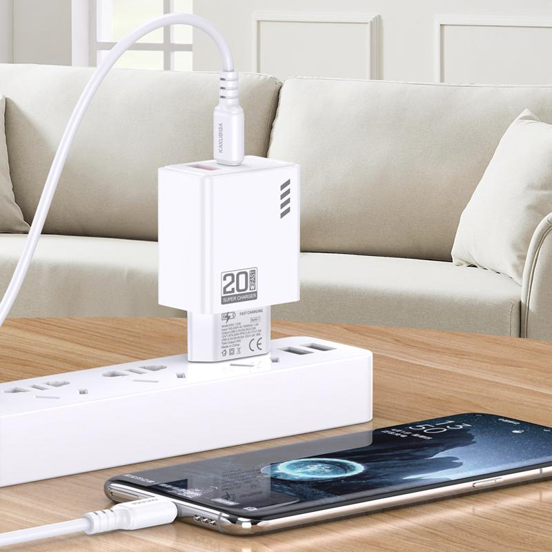 KAKUSIGA φορτιστής τοίχου KSC-1240 με καλώδιο USB-C, USB & USB-C, 20W, μαύρος - Image 2
