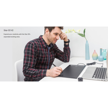 XP-PEN ταμπλέτα σχεδίασης με γραφίδα Star 03 V2, 228.8×152.6mm, μαύρο