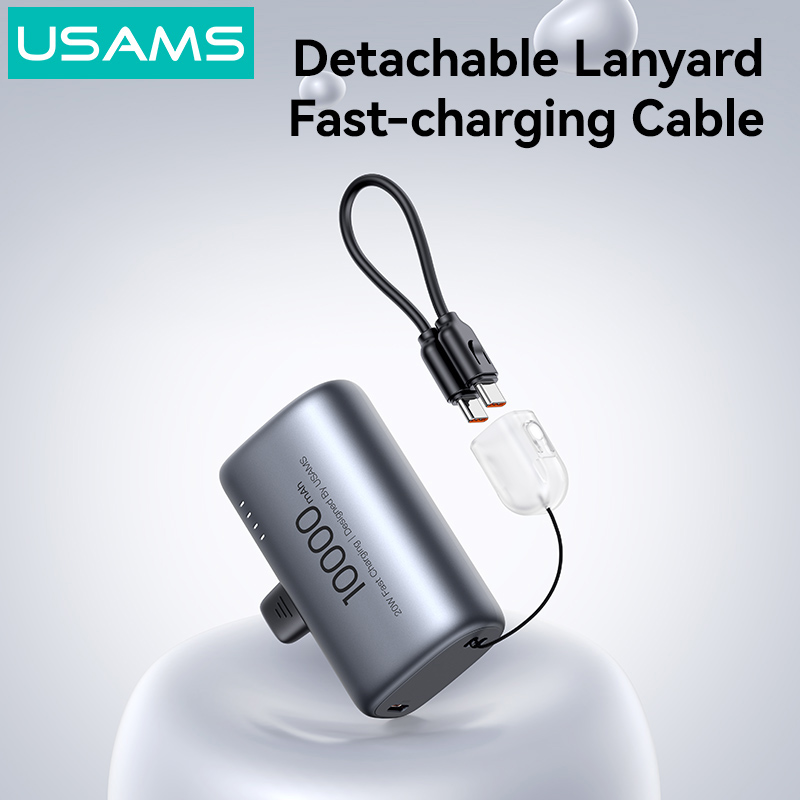 USAMS power bank CD252 με stand, 2x θύρες εξόδου, 10000mAh, 20W, γκρι - Image 4