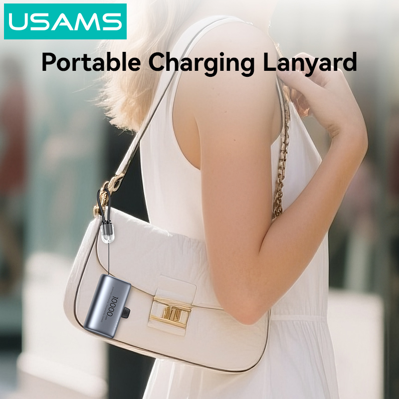 USAMS power bank CD252 με stand, 2x θύρες εξόδου, 10000mAh, 20W, γκρι - Image 5