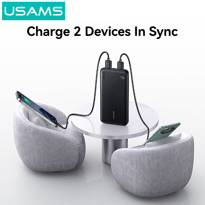 USAMS power bank CD253, 2x θύρες εξόδου, 10000mAh, 10W, μαύρο - Image 3