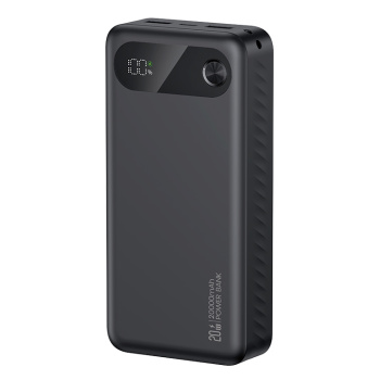 USAMS power bank CD251 με οθόνη, 3x θύρες εξόδου, 20000mAh, PD20W, μαύρο