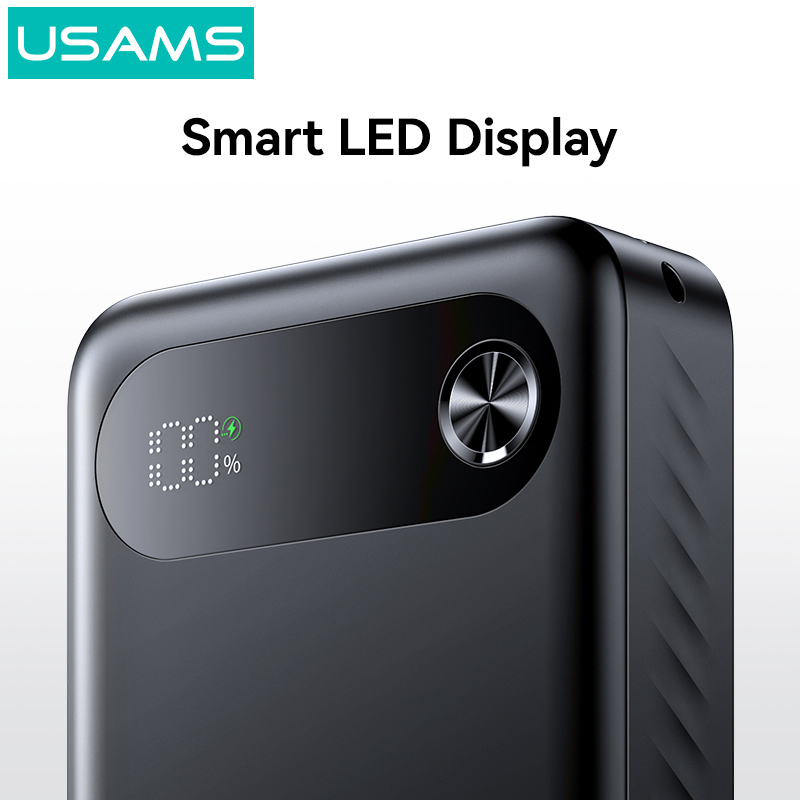 USAMS power bank CD251 με οθόνη, 3x θύρες εξόδου, 20000mAh, PD20W, μαύρο - Image 5