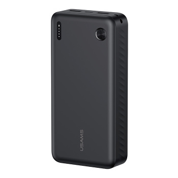 USAMS power bank CD254, 2x θύρες εξόδου, 20000mAh, 10W, μαύρο