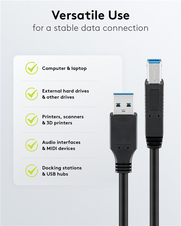 GOOBAY καλώδιο USB 3.0 σε USB Type B 95719, 1m, 5Gbps, μαύρο - Image 3