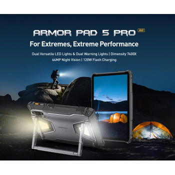 ULEFONE tablet Armor Pad 5 Pro, 11″, 12GB/512GB, 24200mAh, IP68/IP69K/MIL-STD-810H, 5G, μαύρο