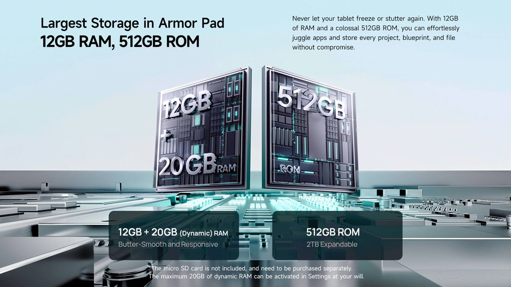 ULEFONE tablet Armor Pad 5 Pro, 11", 12GB/512GB, 24200mAh, IP68/IP69K/MIL-STD-810H, 5G, μαύρο - Image 3