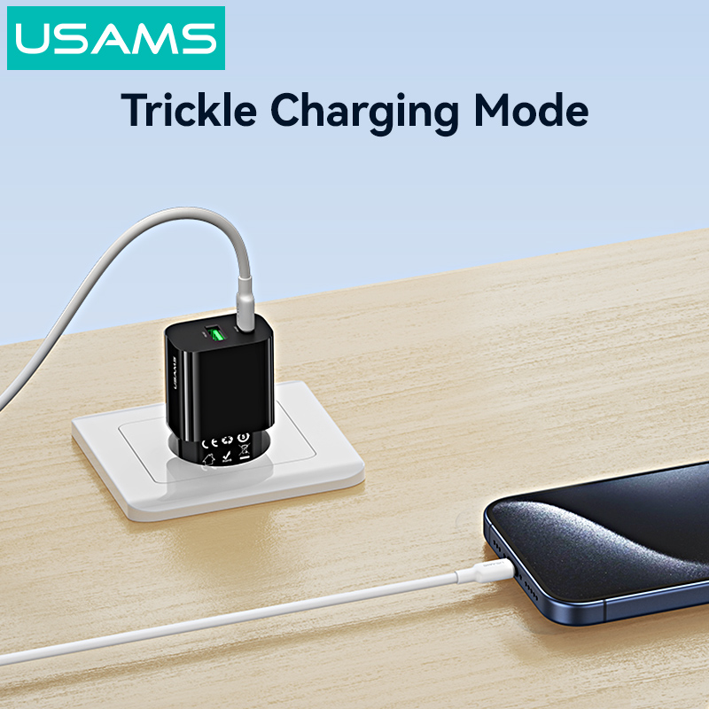 USAMS φορτιστής τοίχου CC317, USB & USB-C, 33W, GaN, λευκός - Image 3