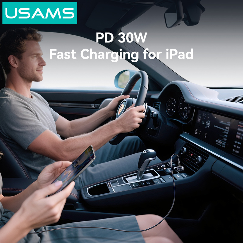 USAMS φορτιστής αυτοκινήτου CC321, USB-C, 30W, γκρι - Image 4