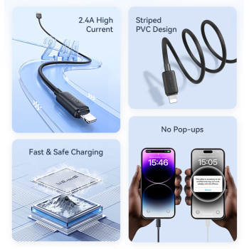 USAMS καλώδιο Lightning σε USB US-SJ689, 2.4A, 480Mbps, 1m, λευκό