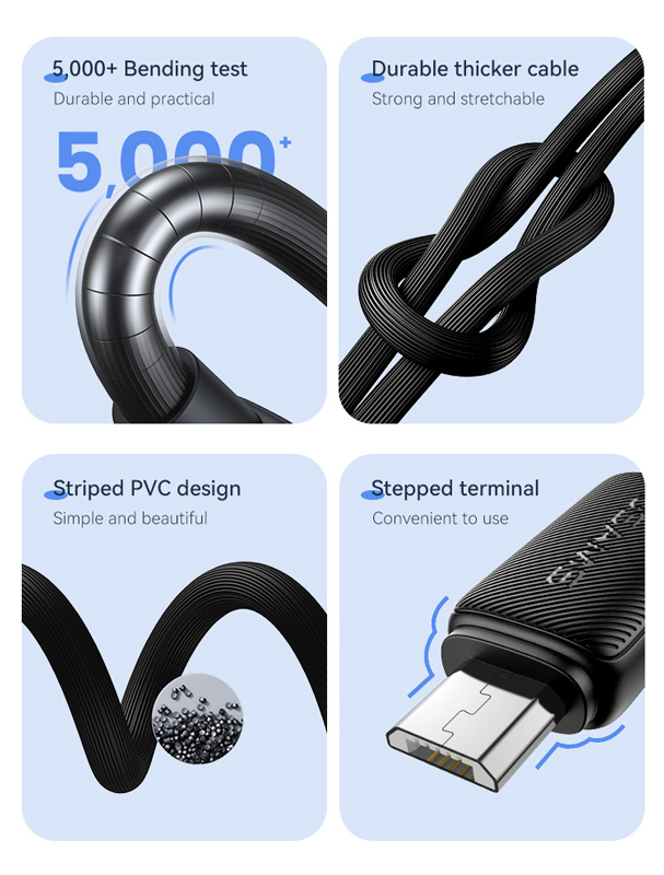 USAMS καλώδιο micro USB σε USB US-SJ690, 2A, 480Mbps, 1m, λευκό - Image 4