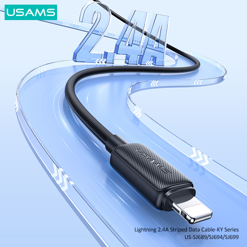 USAMS καλώδιο Lightning σε USB US-SJ694, 2.4A, 480Mbps, 2m, μαύρο - Image 2
