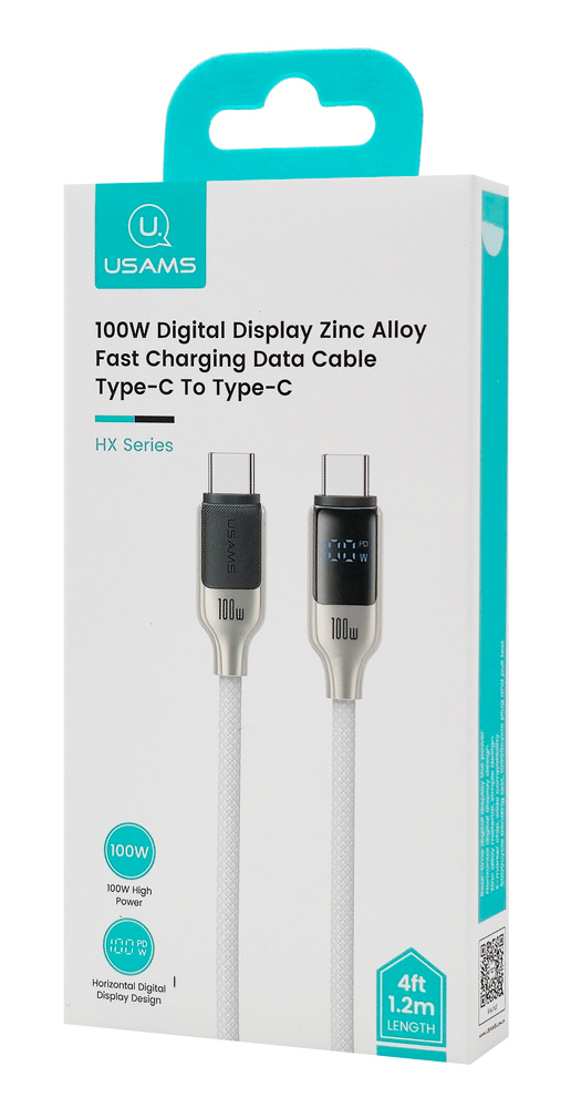 USAMS καλώδιο USB-C SJ742, 100W, 480Mbps, 1.2m, λευκό - Image 5