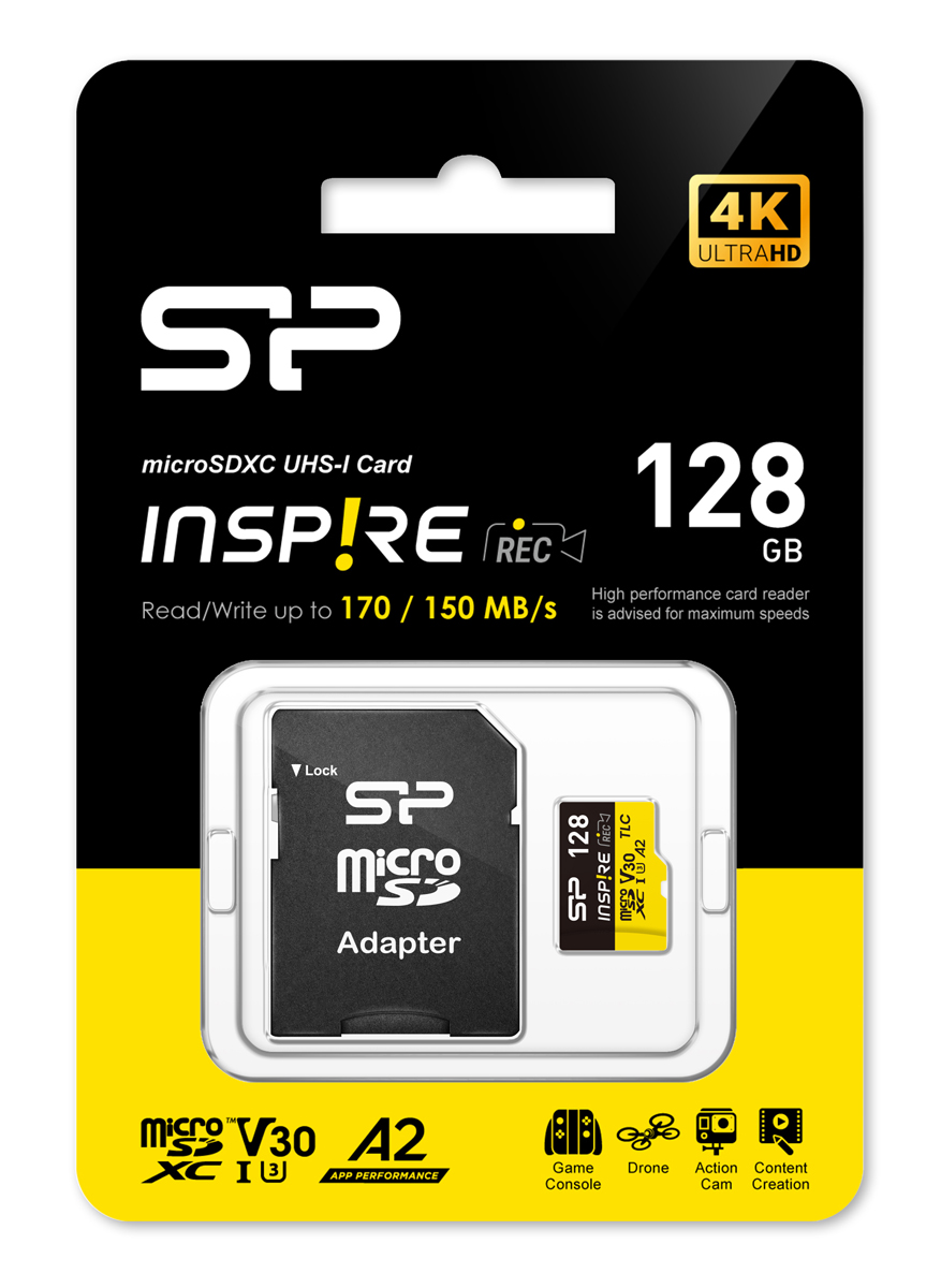 SILICON POWER κάρτα μνήμης microSDXC Inspire, 128GB, UHS-I U3 A1 V30 - Image 2