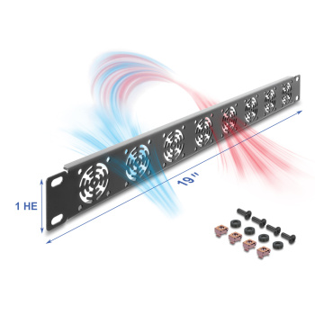 DELOCK κάλυμμα για 8x 40mm ανεμιστήρες 67414 για rack 19″/1U, μεταλλικό, μαύρο