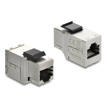 DELOCK Keystone module RJ45 90835, θηλυκό σε θηλυκό, Cat 6A STP, ασημί