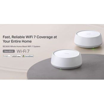 TP-LINK Home Mesh WiFi 7 System Deco BE25, 3600Mbps ΒΕ3600, V1.0, 2τμχ