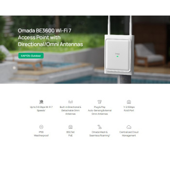 TP-LINK access point EAP725-Outdoor, WiFi 7, 3600Mbps BE3600, Mesh, V1.0