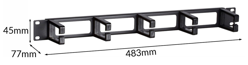 POWERTECH cable management NETW-0049 για rack 19"/1U, 5x γάντζοι, μαύρο - Image 2