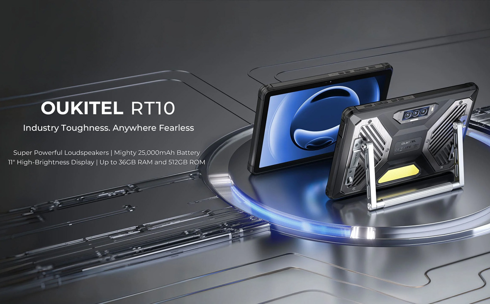 OUKITEL tablet RT10, 11", 12/512GB, 25000mAh, IP68/IP69K/MIL-STD-810H, 5G, μαύρο - Image 2