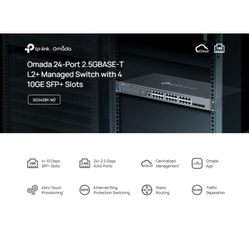 TP-LINK L2+ managed switch SG3428X-M2, 24x 2.5Gbps θύρες, V1.20