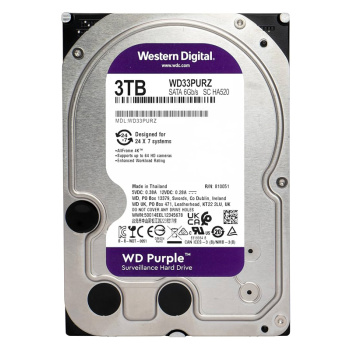 WD σκληρός δίσκος 3.5″ Purple Surveillance 3TB, 256MB, 5400RPM, SATA III