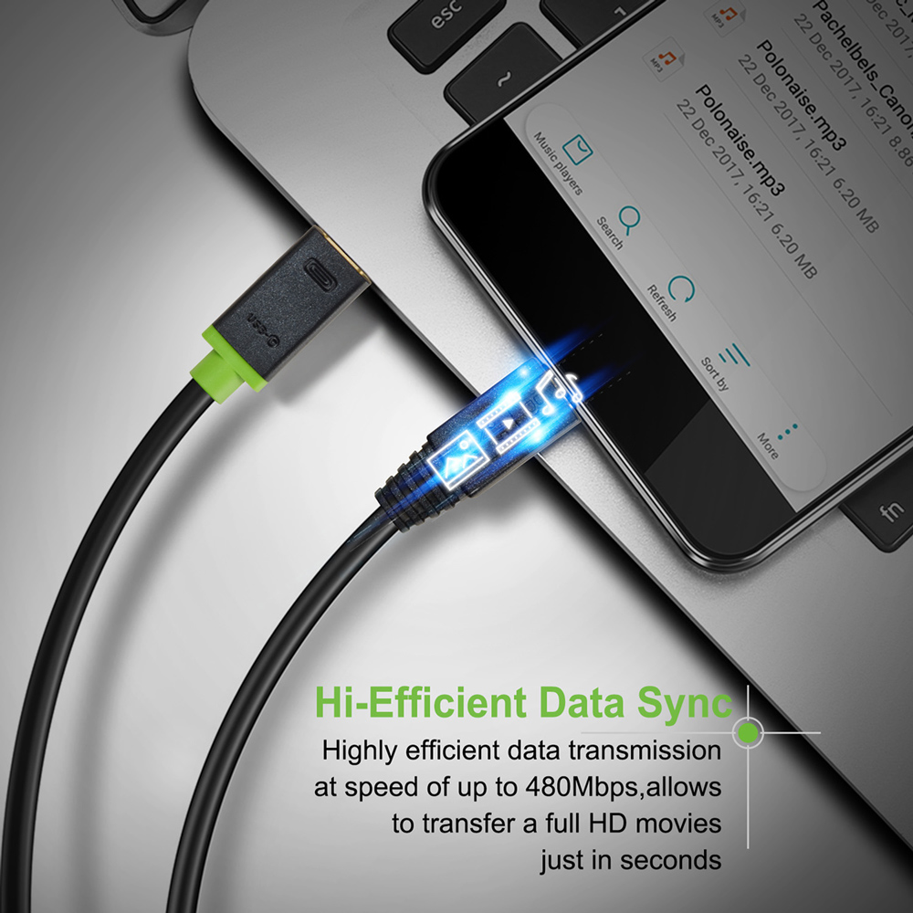 CABLETIME καλώδιο USB-C σε micro USB CT-U32-CMMCBG, 2A, 480Mbps, 1m, μαύρο - Image 3