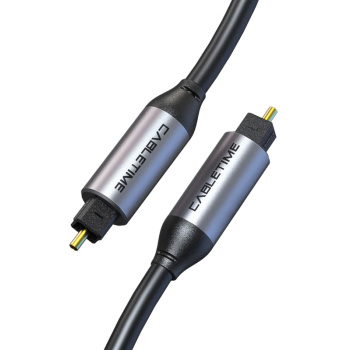 CABLETIME καλώδιο ήχου Toslink CT-AV380-P04GN, gold plated, 5mm, 2m, μαύρο