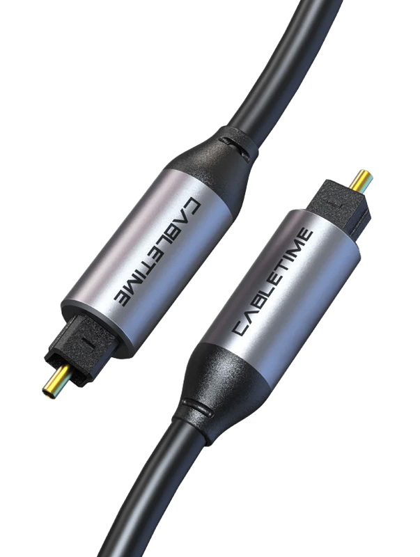 CABLETIME καλώδιο ήχου Toslink CT-AV380-P04GN, gold plated, 5mm, 2m, μαύρο